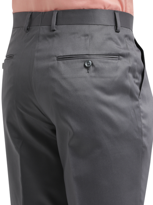 Stone Grey Satin Cotton Formal Trousers