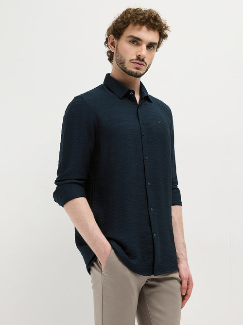 Navy Checked Casual Shirt