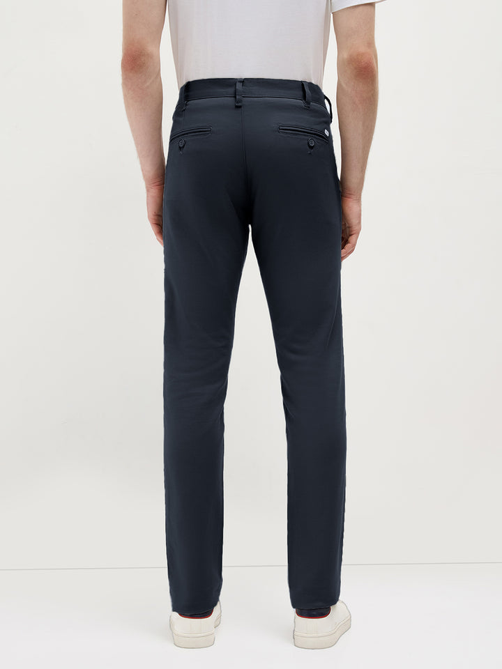 Navy Solid Casual Trousers