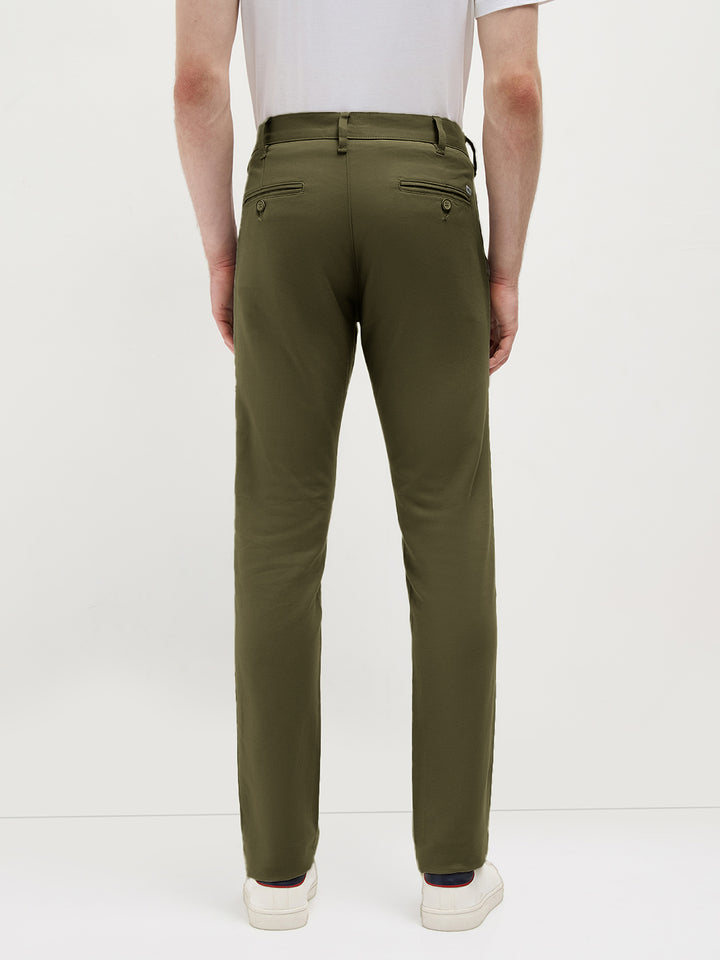 Olive Earth Solid Casual Trousers