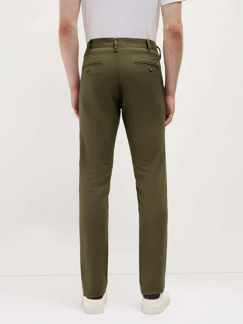 Olive Earth Solid Casual Trousers