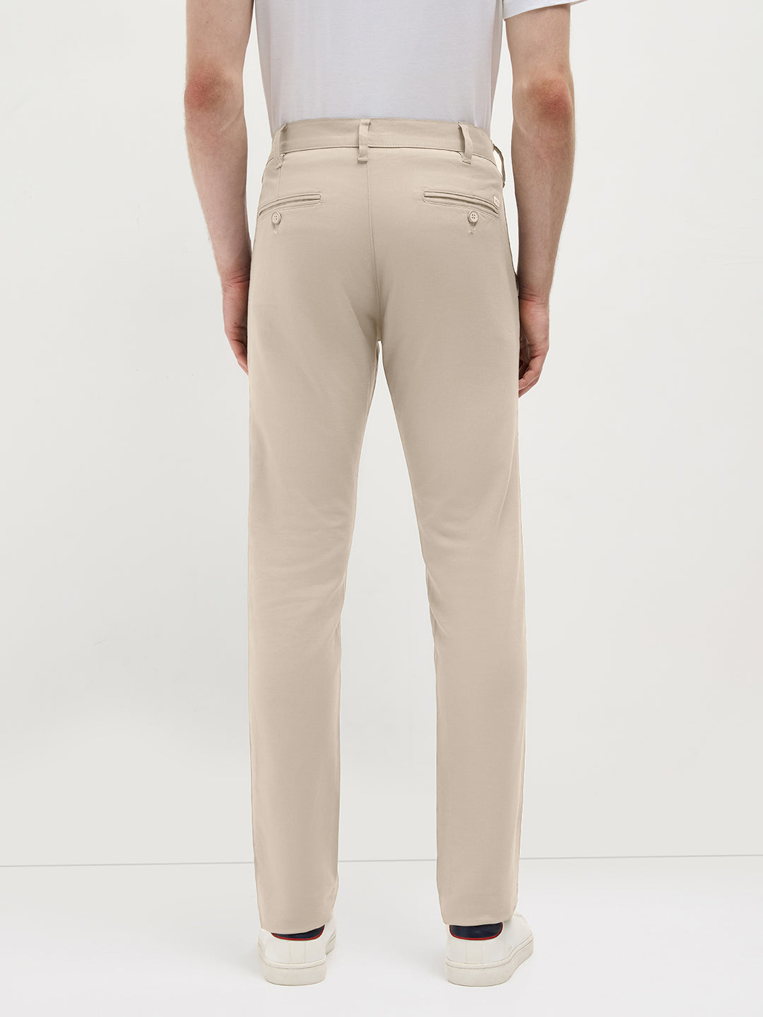 Light Beige Solid Casual Trousers