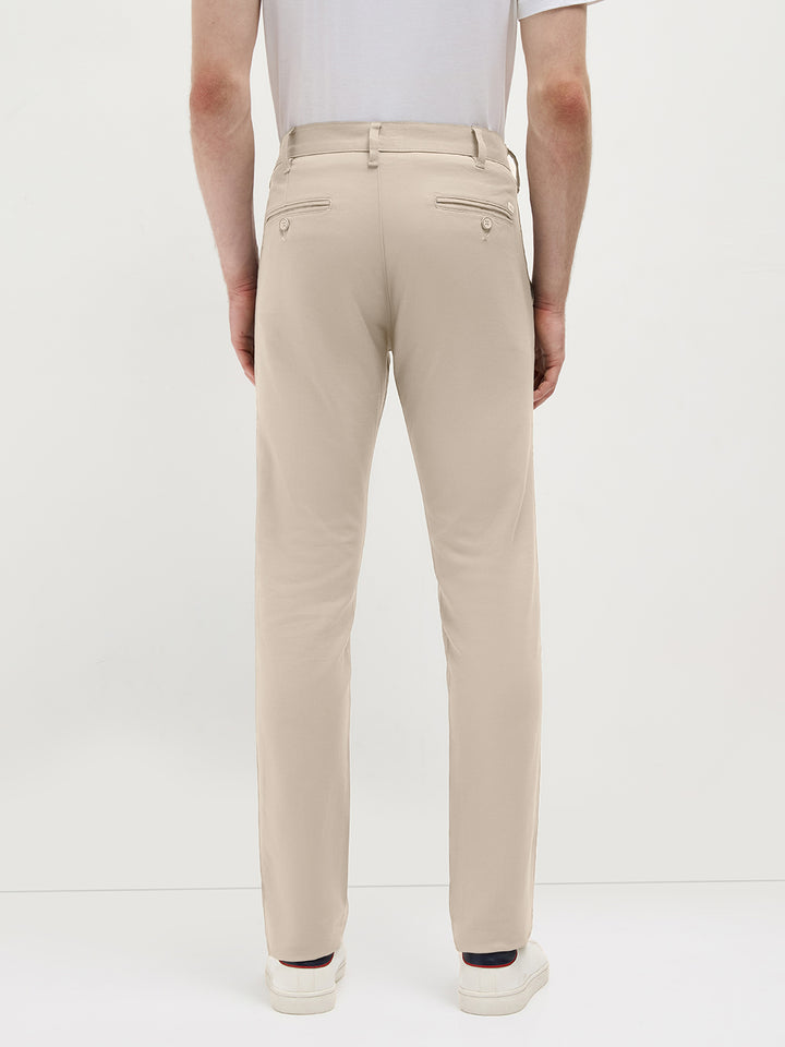 Light Beige Solid Casual Trousers