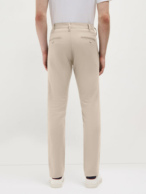 Light Beige Solid Casual Trousers