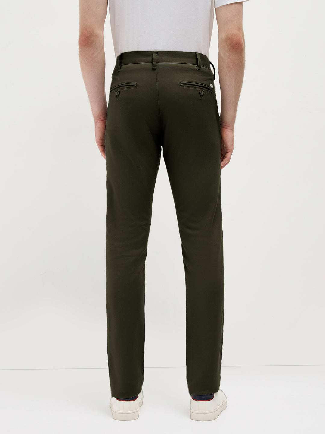 Dark Olive Solid Casual Trousers