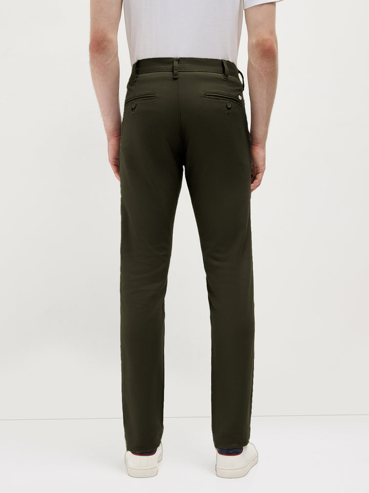 Dark Olive Solid Casual Trousers