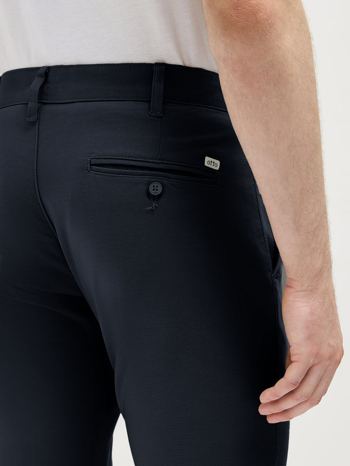 Navy Solid Casual Trousers