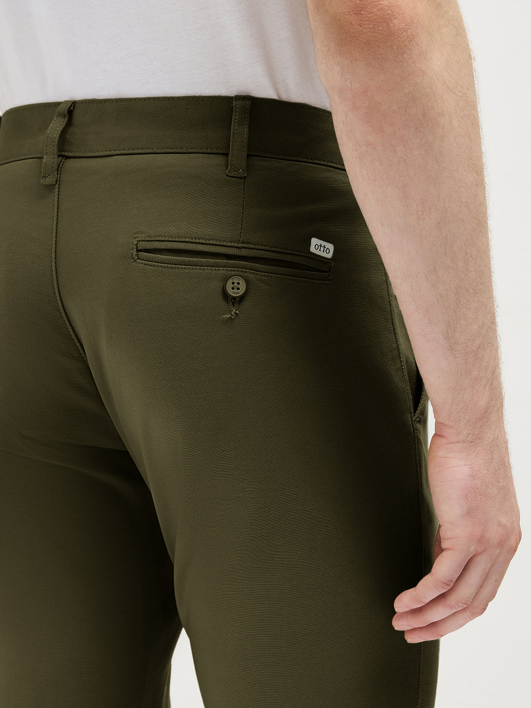 Olive Earth Solid Casual Trousers