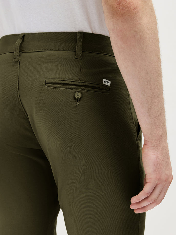 Olive Earth Solid Casual Trousers