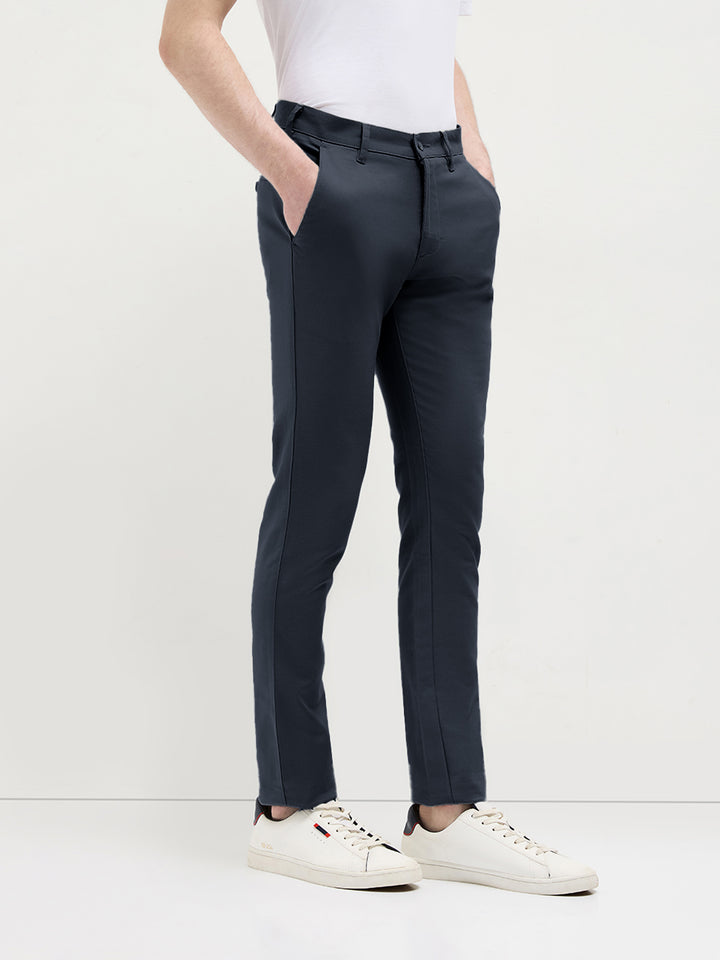 Navy Solid Casual Trousers