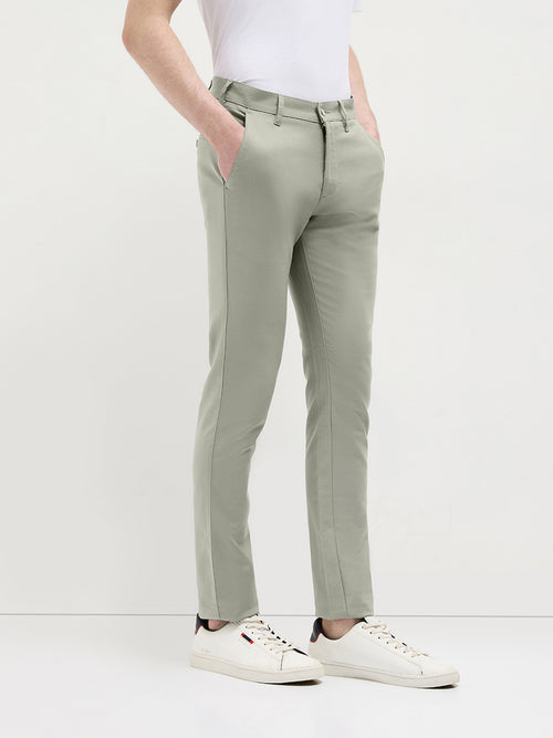 Pista Green Solid Casual Trousers