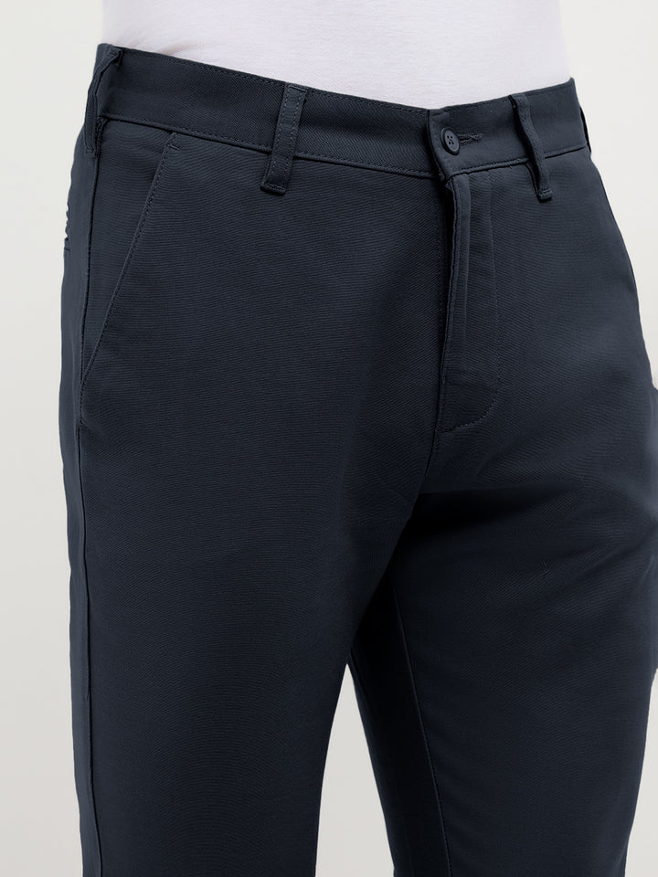Navy Solid Casual Trousers