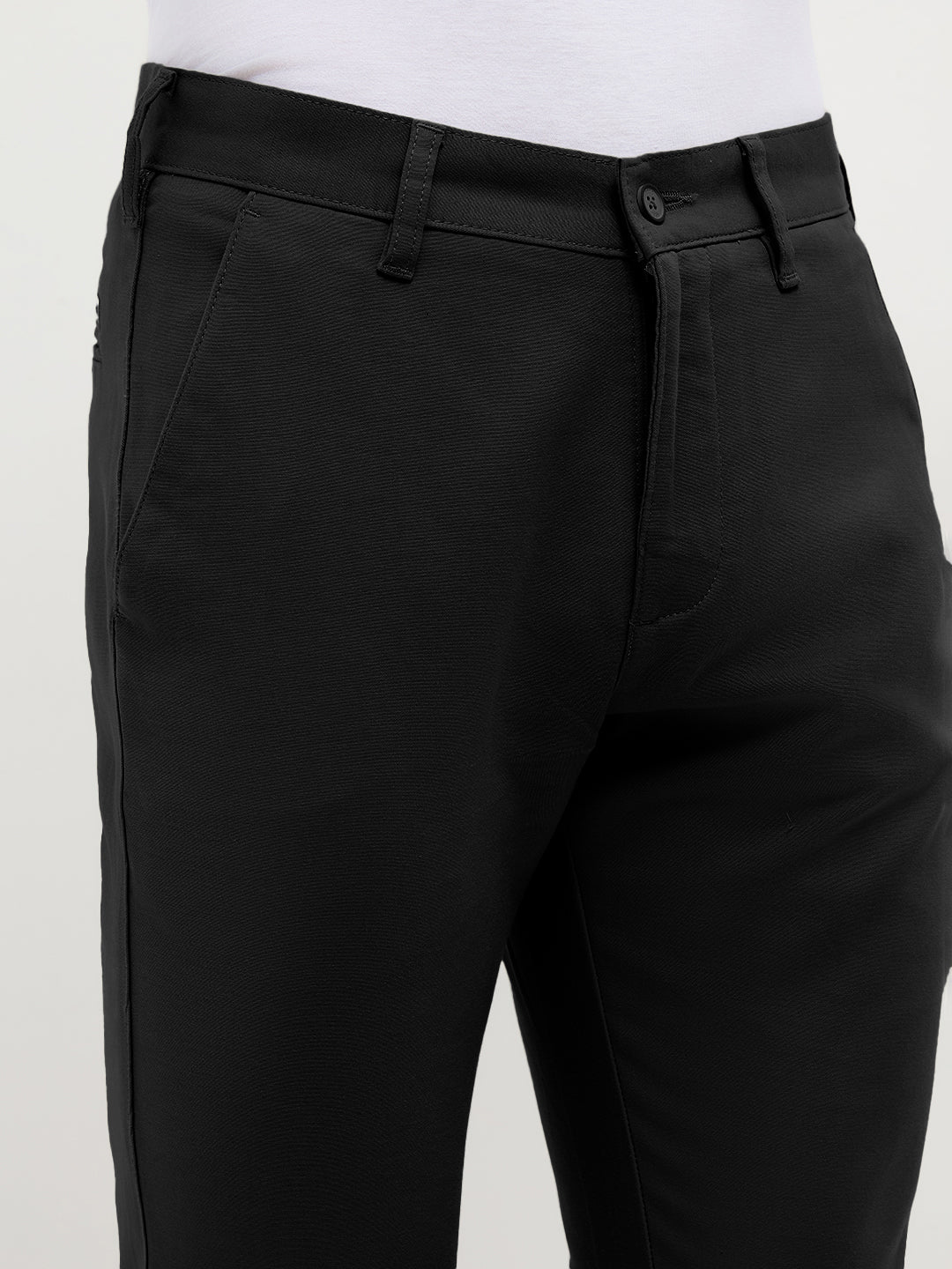Black Solid Casual Trousers