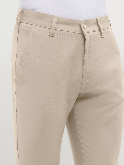 Light Beige Solid Casual Trousers