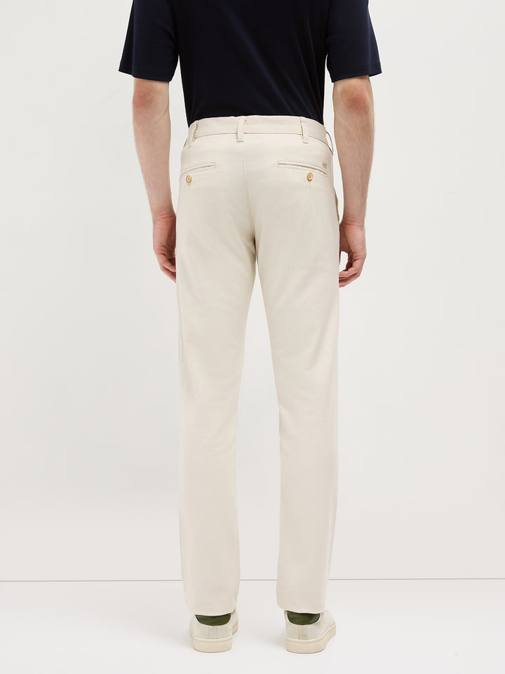 Beige Solid Casual Trousers