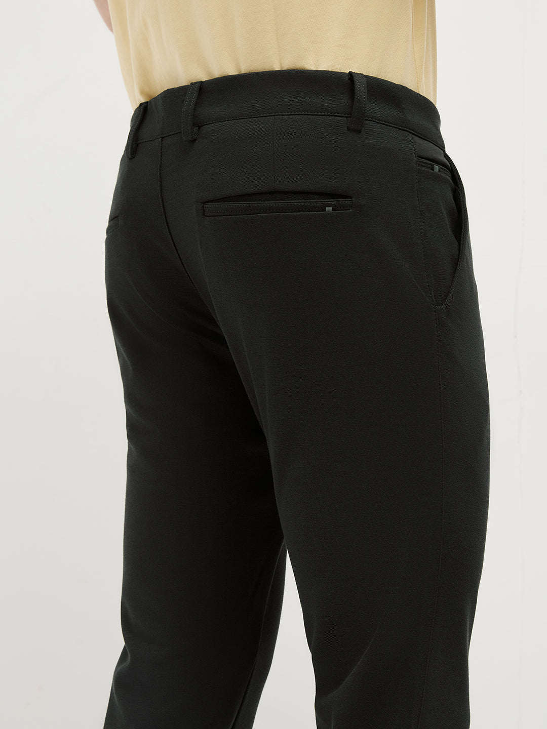 Black  Stretchable Solid Trouser