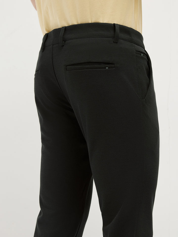 Black  Stretchable Solid Trouser