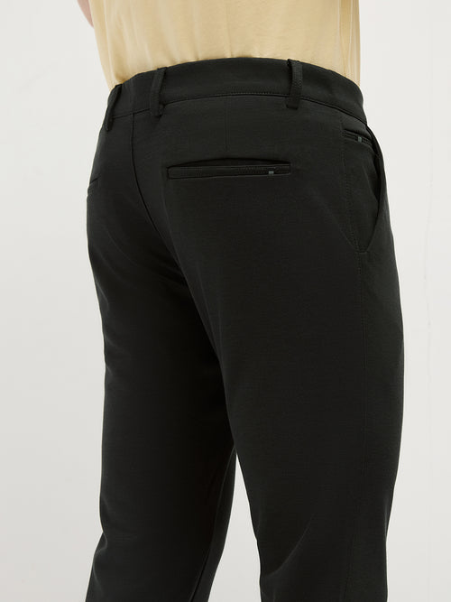 Black  Stretchable Solid Trouser