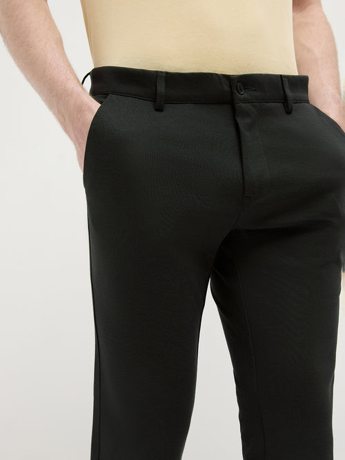 Black  Stretchable Solid Trouser