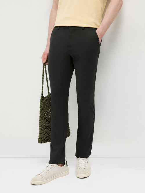 Black  Stretchable Solid Trouser
