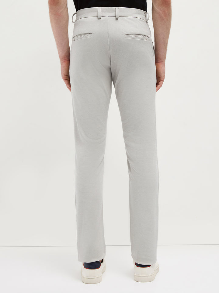 Cream Strechable Solid Trouser