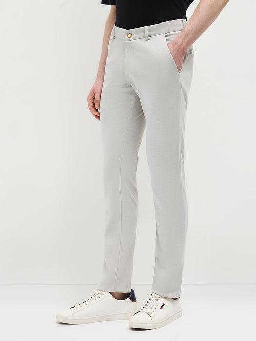 Cream Strechable Solid Trouser