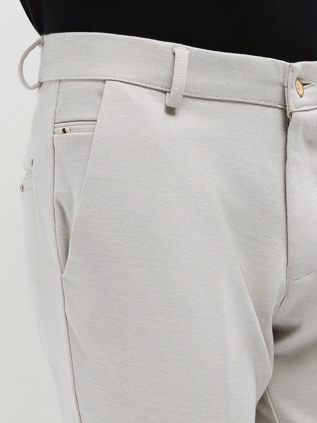 Cream Strechable Solid Trouser
