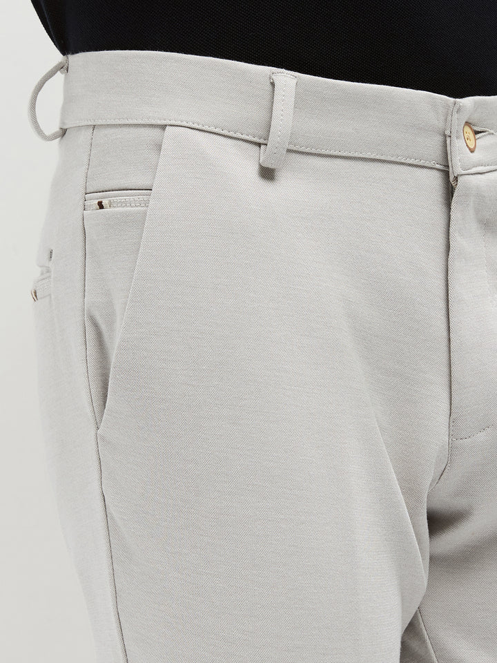Cream Strechable Solid Trouser