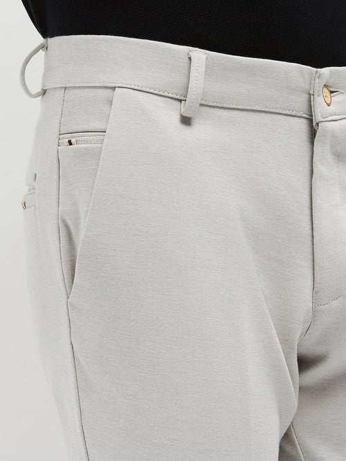 Cream Strechable Solid Trouser