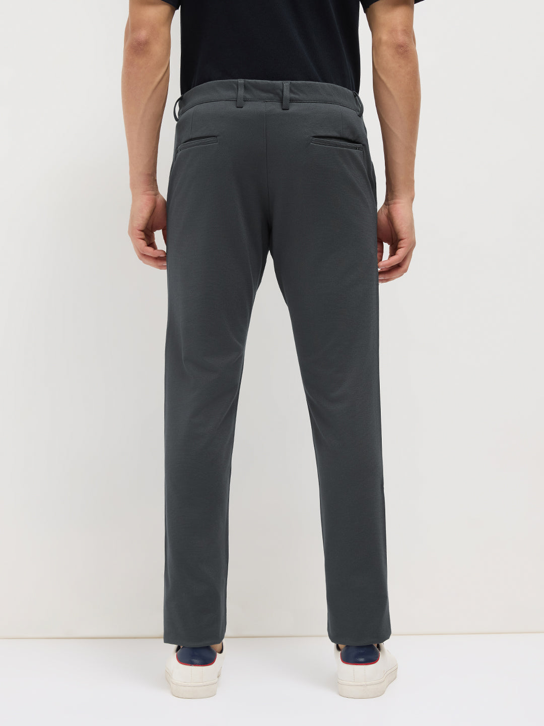 Dark Grey Strechable Solid Trouser