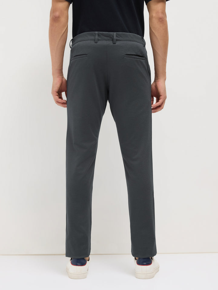 Dark Grey Strechable Solid Trouser