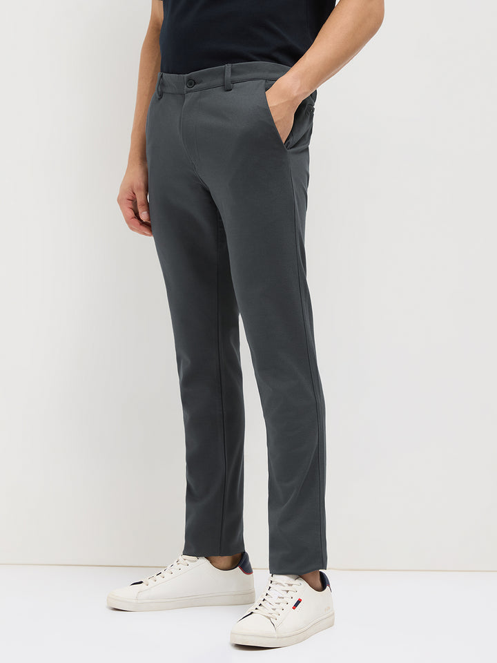 Dark Grey Strechable Solid Trouser