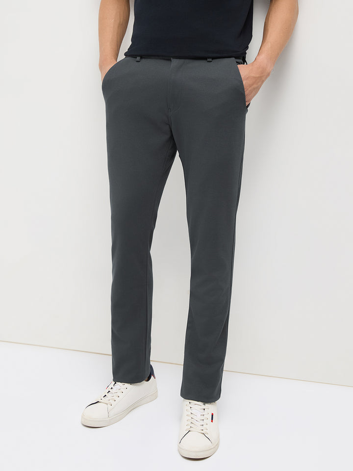 Dark Grey Strechable Solid Trouser