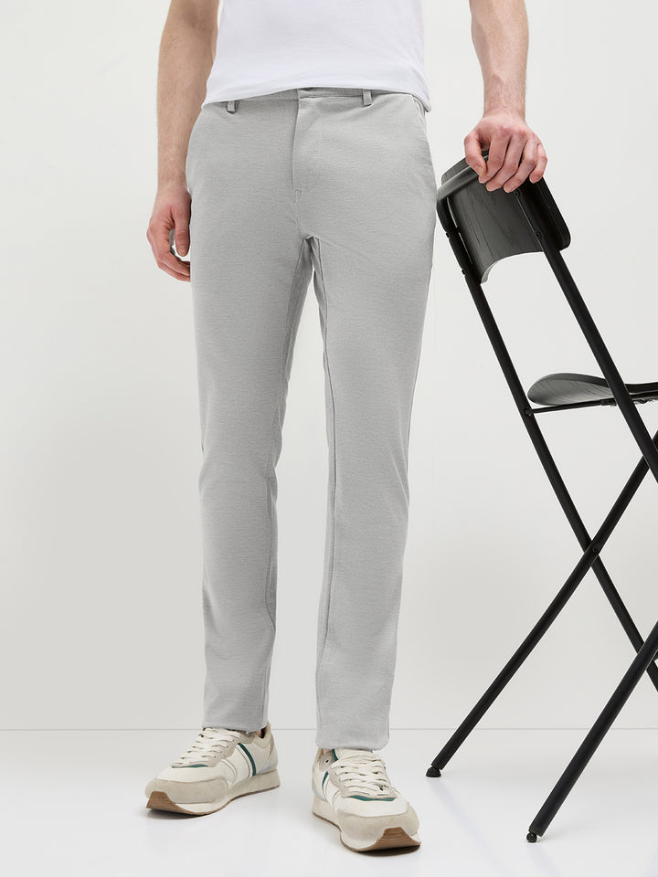 Light Grey Strechable Solid Trouser