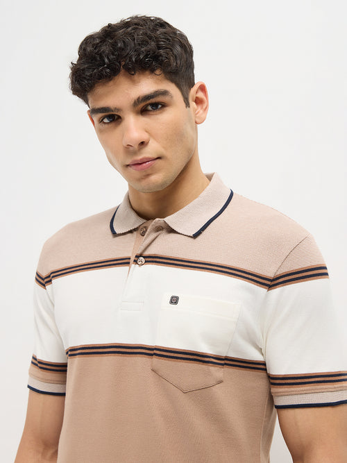 Brown Stripes Polo T Shirt