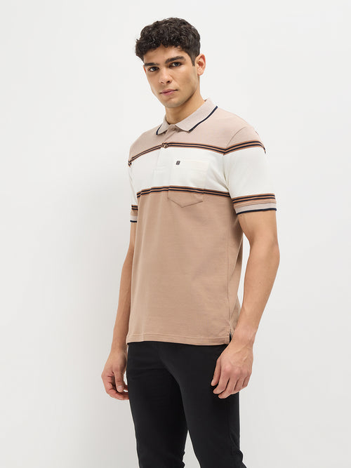Brown Stripes Polo T Shirt