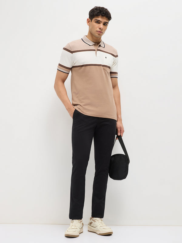 Brown Stripes Polo T Shirt