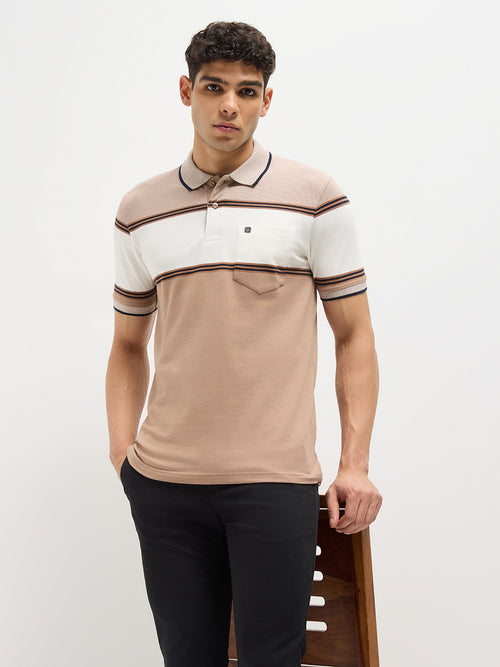 Brown Stripes Polo T Shirt