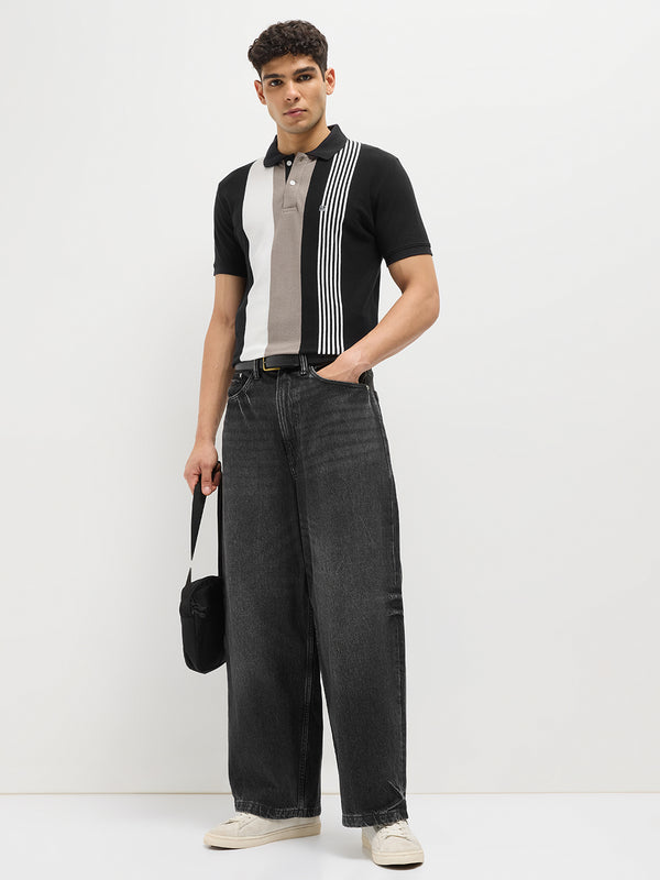Black Stripes Polo T Shirt
