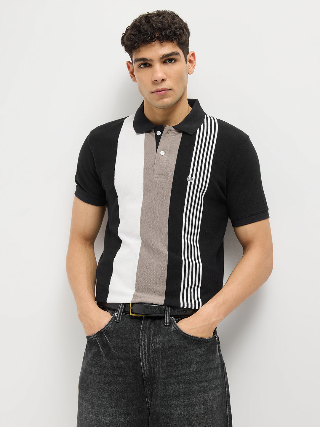 Black Stripes Polo T Shirt