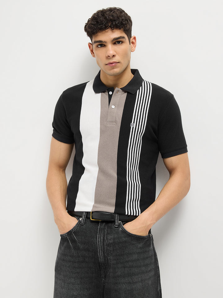 Black Stripes Polo T Shirt