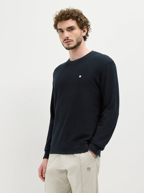 Navy Plain Crew Neck T Shirt