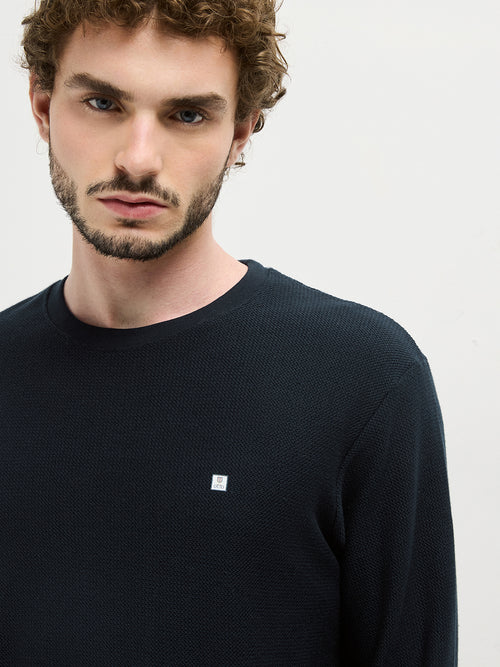 Navy Plain Crew Neck T Shirt
