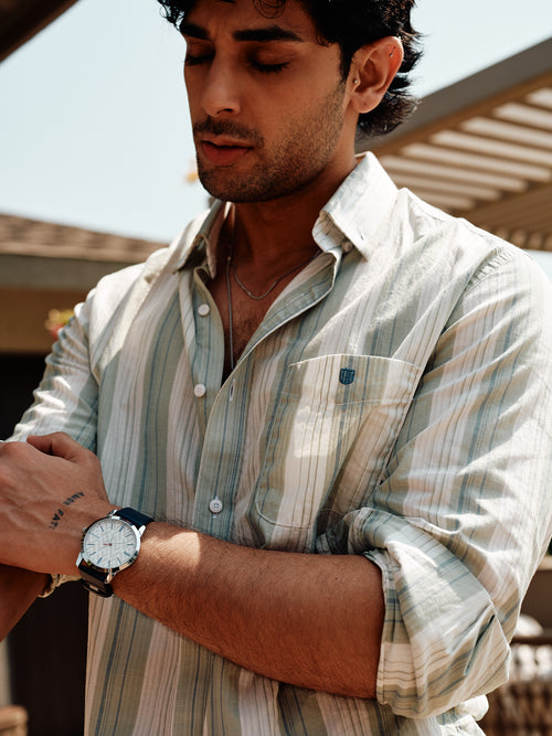 Pale Mint Stripes Casual Shirt