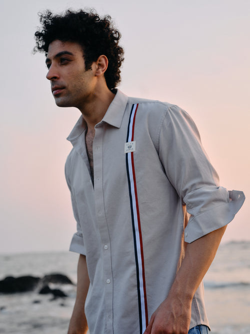 Camel Khaki Plain Urban Casual Shirt