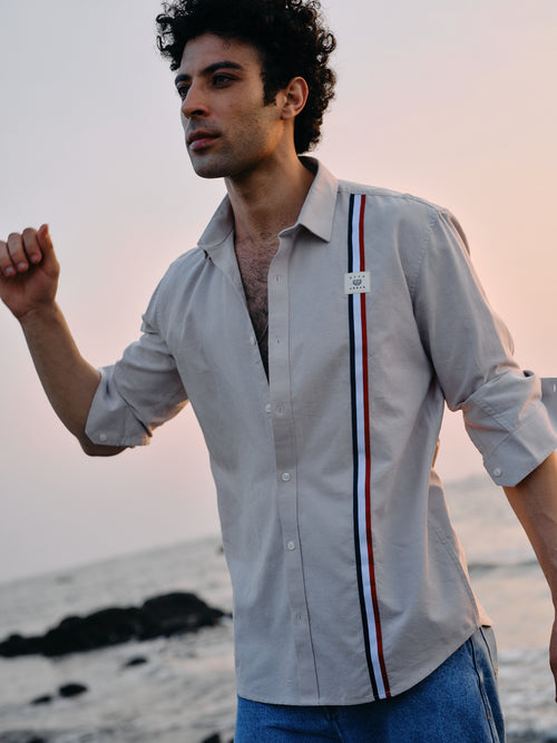Camel Khaki Plain Urban Casual Shirt