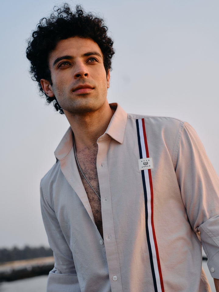 Camel Khaki Plain Urban Casual Shirt