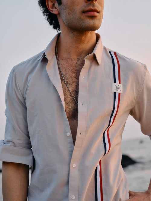 Camel Khaki Plain Urban Casual Shirt