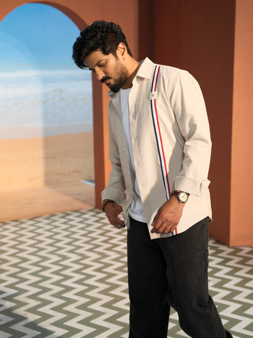 Camel Khaki Plain Urban Casual Shirt