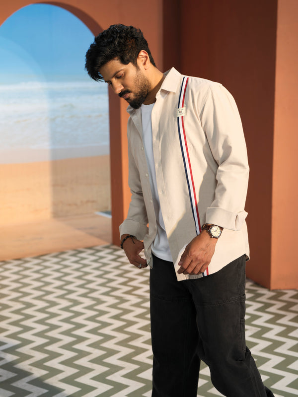 Camel Khaki Plain Urban Casual Shirt